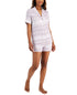 Alfani Womens Notch Collar Shorts Pajama Set